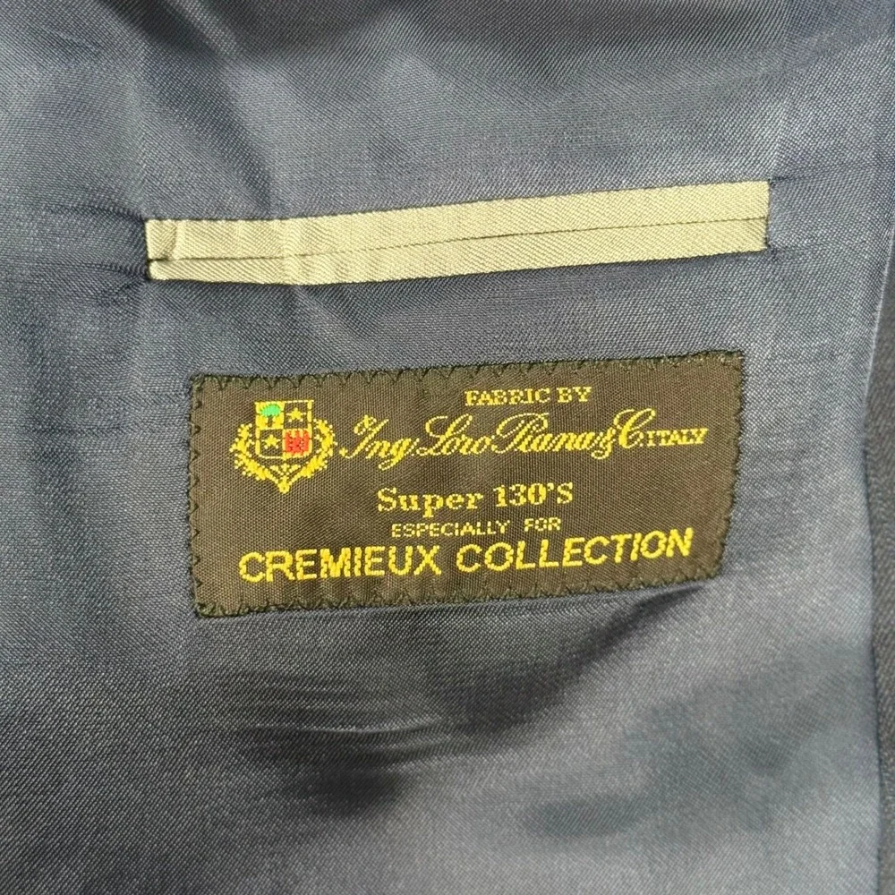 Cremieux Loro Piana Super 130s Wool Blazer Sport Coat 43R Navy Pinstripe Mens